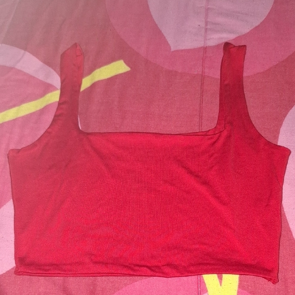 Women’s Square Neck Red Crop Tank Top - Picture 2 of 3